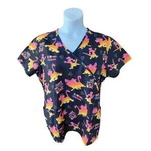 Disney Lion King Scrubs Top Adult Size XL Nurse Medical Uniform Black